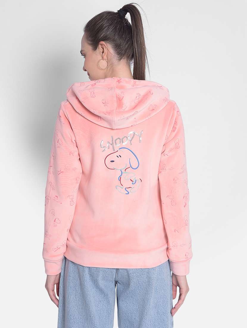 women solid long sleeve hooded sweatshirt - 20417287 - Standard Image - 2