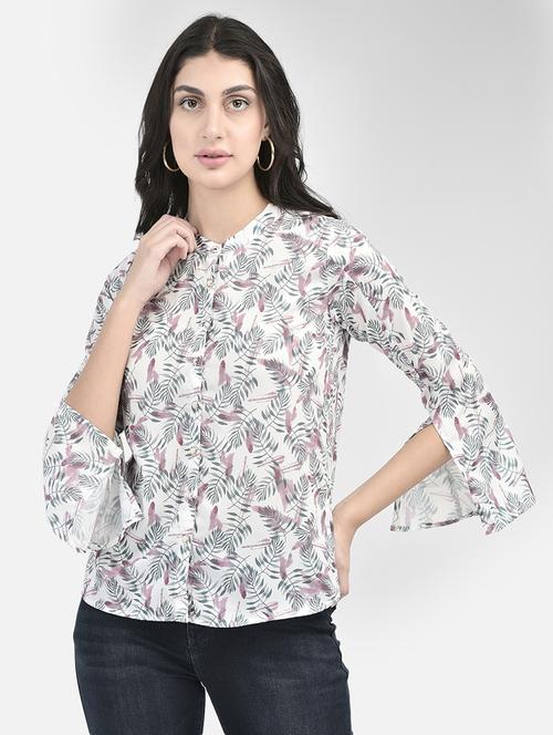 white printed regular tunic - 20417298 - Standard Image - 0