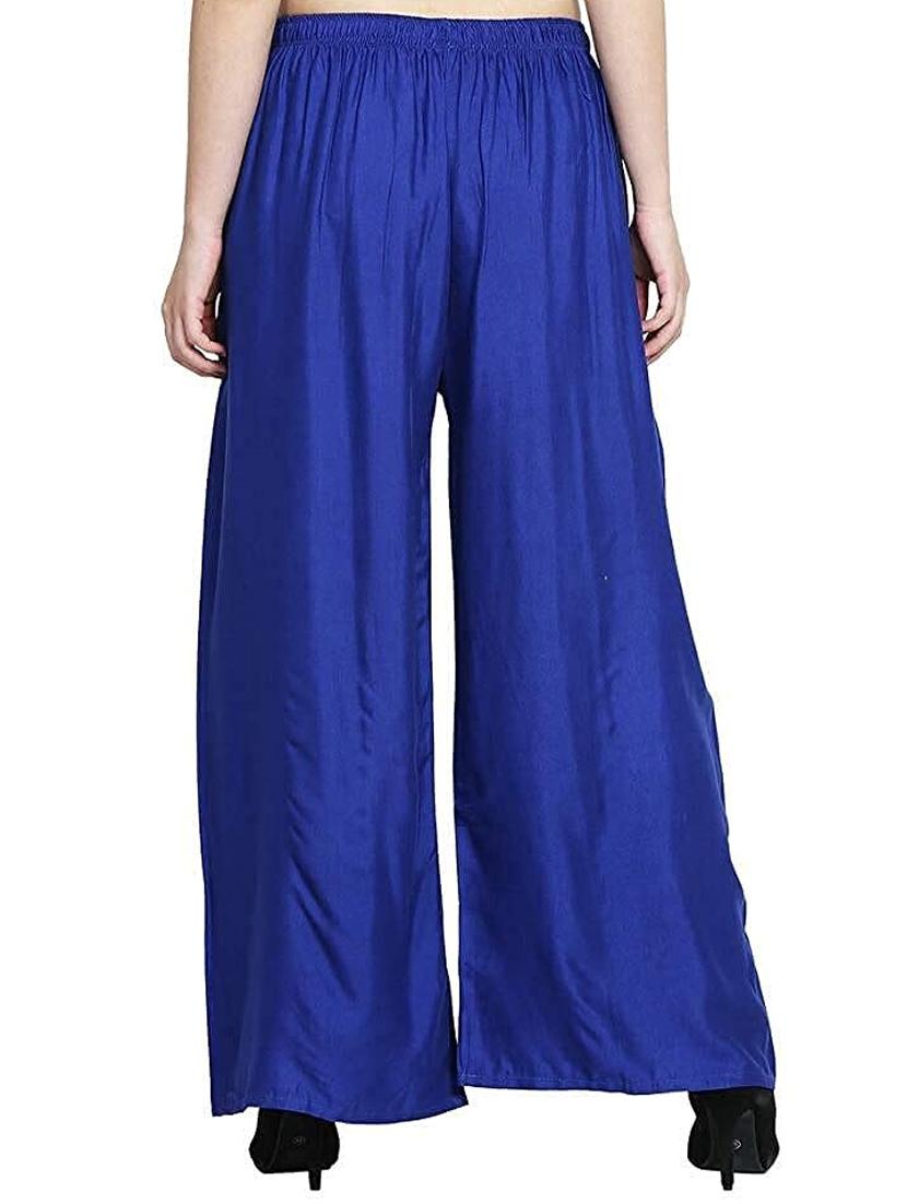 women mid rise solid straight palazzo - 20417329 - Standard Image - 2