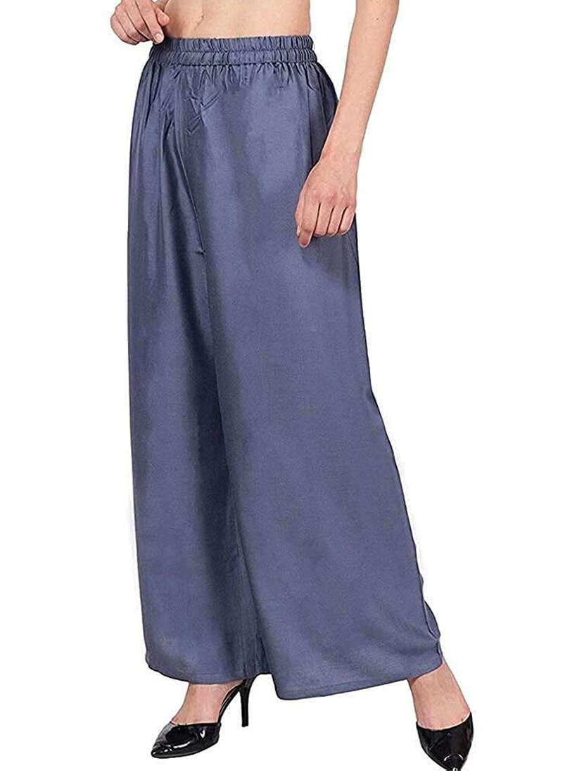 women mid rise solid straight palazzo - 20417332 - Standard Image - 2