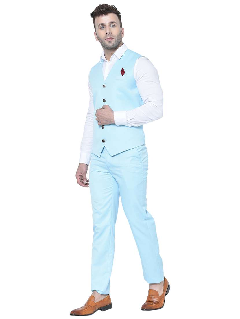 light blue solid 2-piece suit set - 20417354 - Standard Image - 2