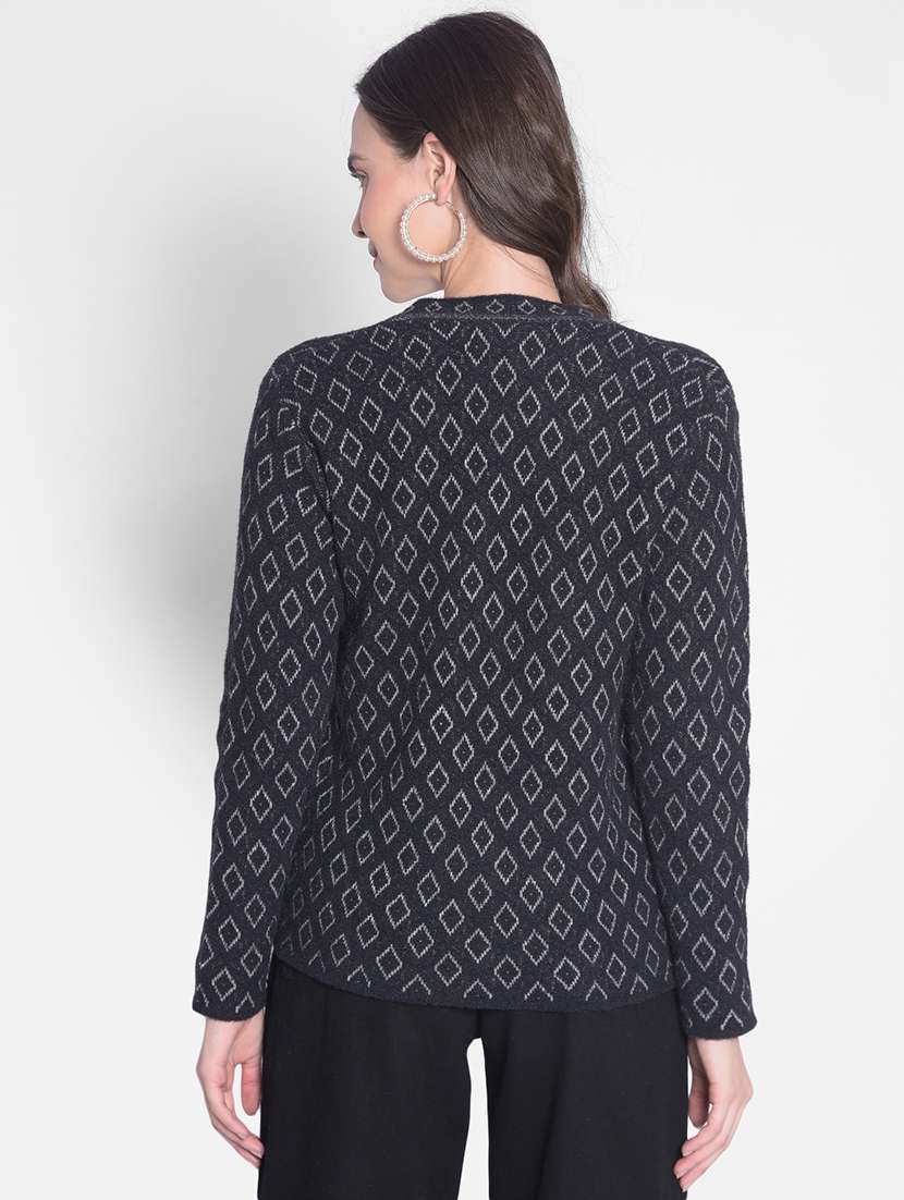 black nylon jacquard cardigan - 20417422 -  Standard Image - 2