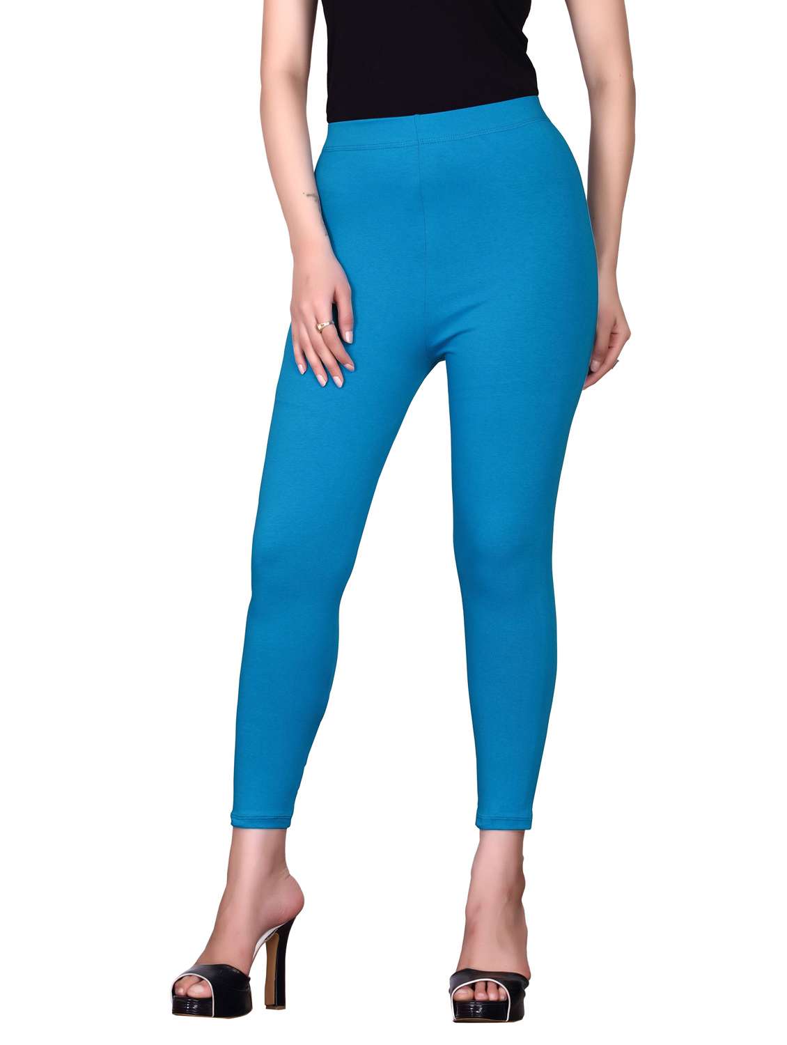 women light blue solid legging