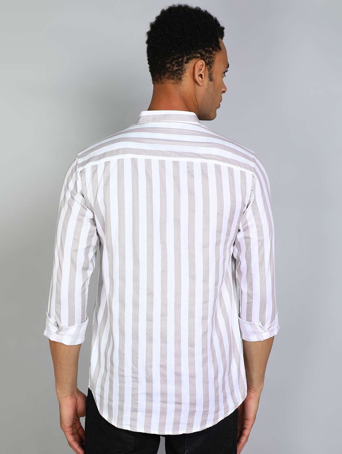 men mandarin neck striped short kurta - 20417784 -  Standard Image - 2