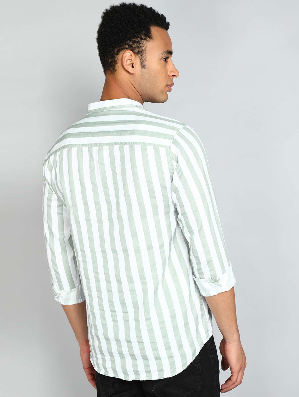 men mandarin neck striped short kurta - 20417785 -  Standard Image - 2