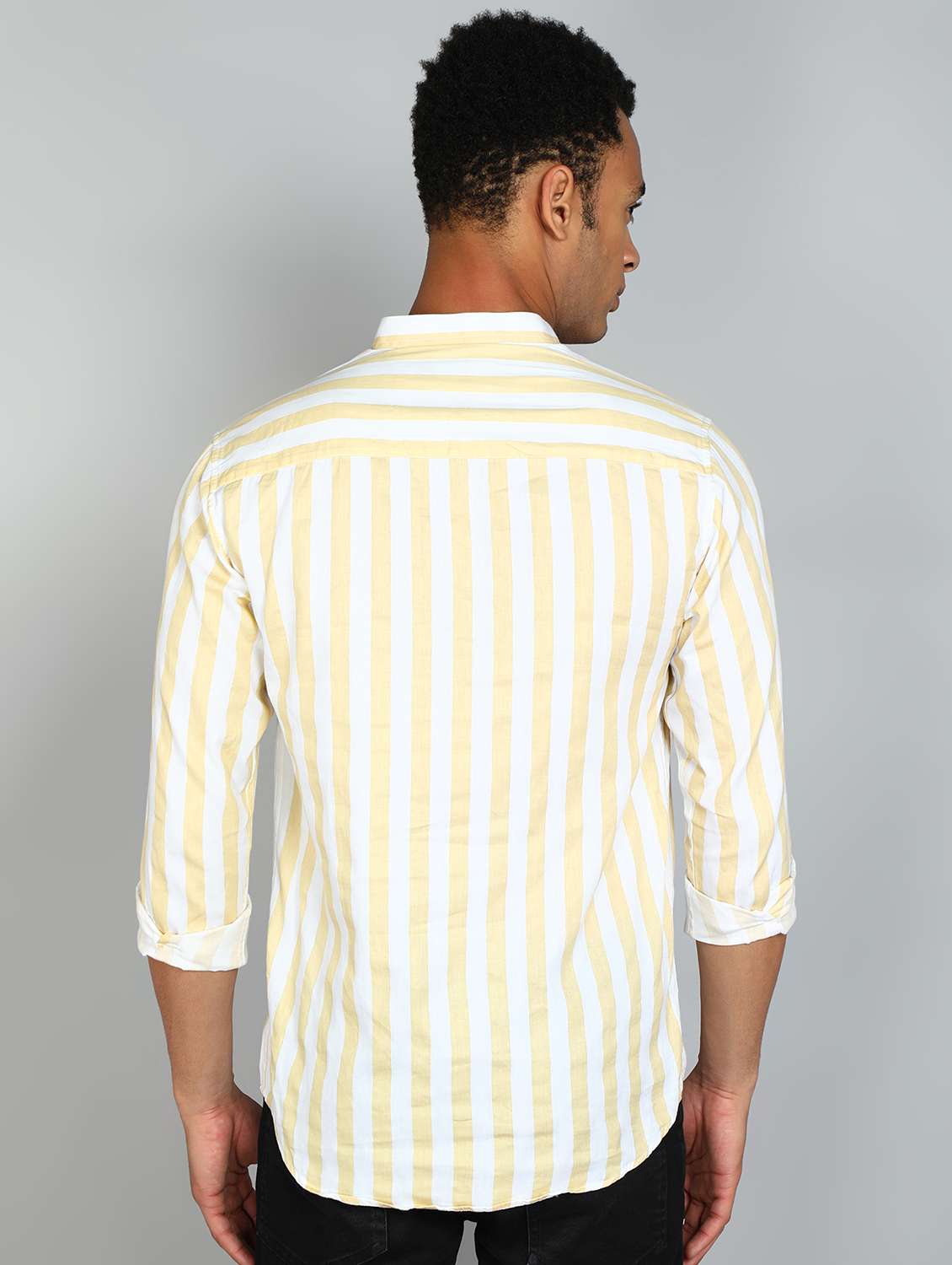 men mandarin neck striped short kurta - 20417788 -  Standard Image - 2