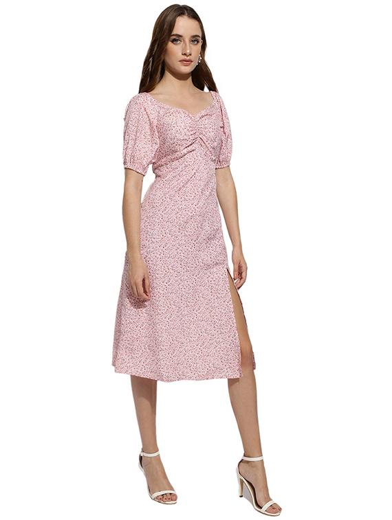 pink floral print high slit dress - 20418741 - Standard Image - 2