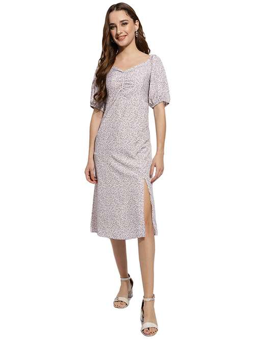 grey floral high slit dress - 20418742 -  Standard Image - 0
