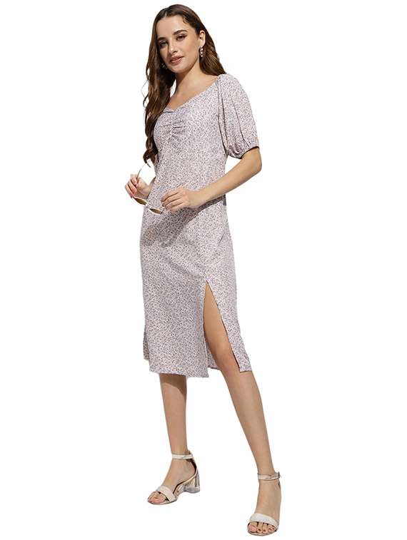 grey floral high slit dress - 20418742 - Standard Image - 2