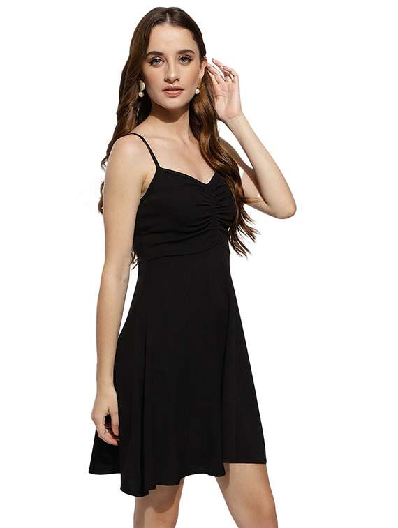 black solid a-line dress - 20418747 -  Standard Image - 2