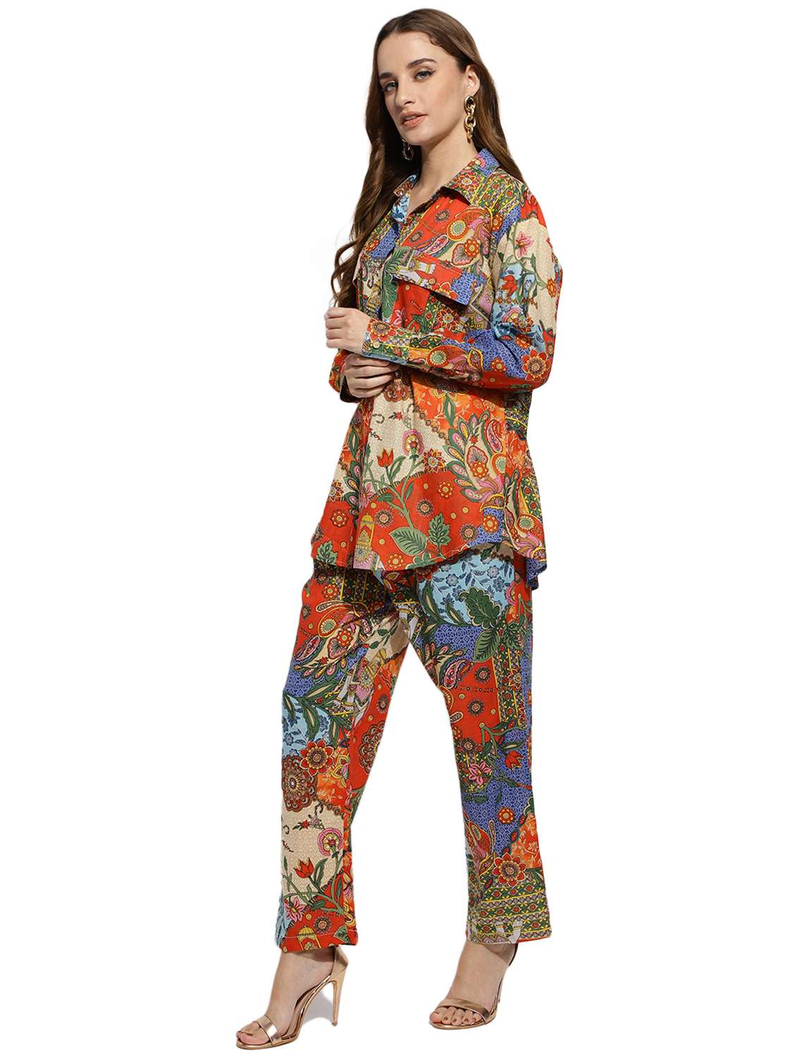 multi colored printed shirt and trouser co-ord - 20418761 -  Standard Image - 2