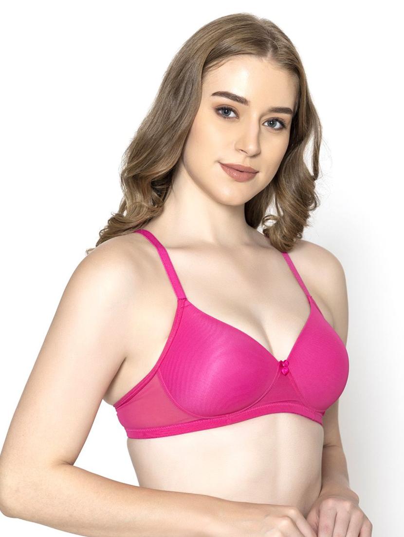 pink solid full coverage regular bra - 20418813 - Standard Image - 2