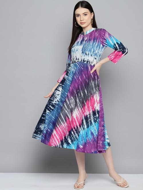 multi color graphic print a-line dress - 20418820 - Standard Image - 0