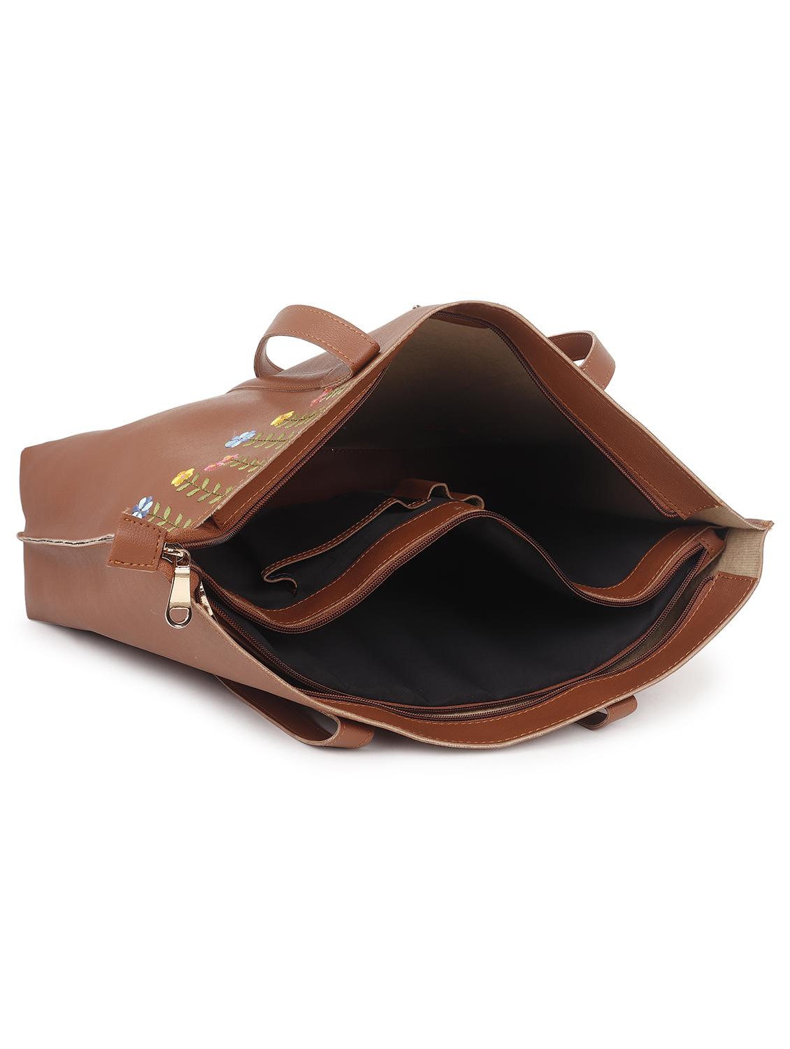 women leatherette embroidered tote bag - 20418955 - Standard Image - 2