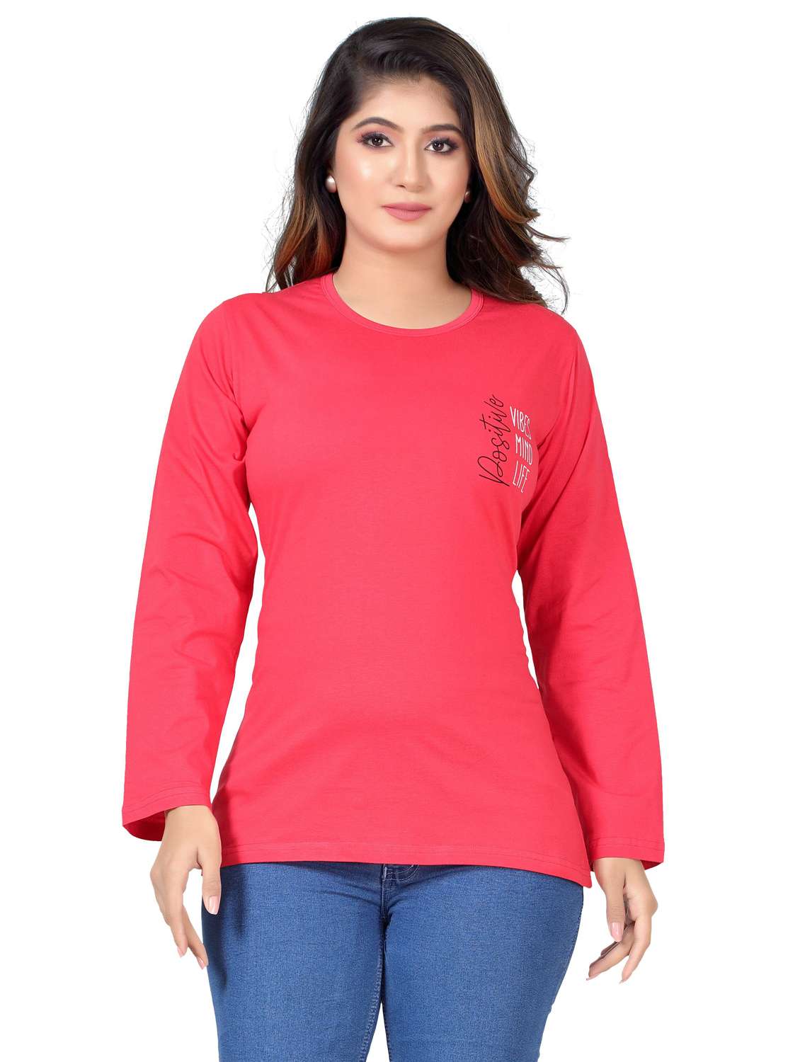 women's placement print round neck t-shirt - 20419666 -  Standard Image - 2