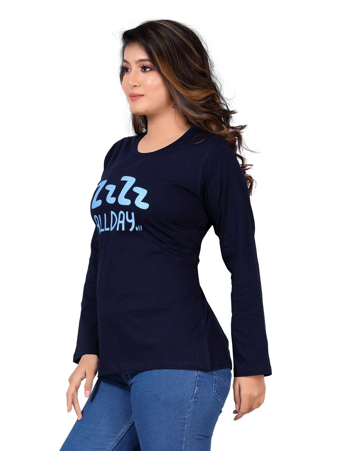 women's chest print crew neck t-shirt - 20419668 -  Standard Image - 2