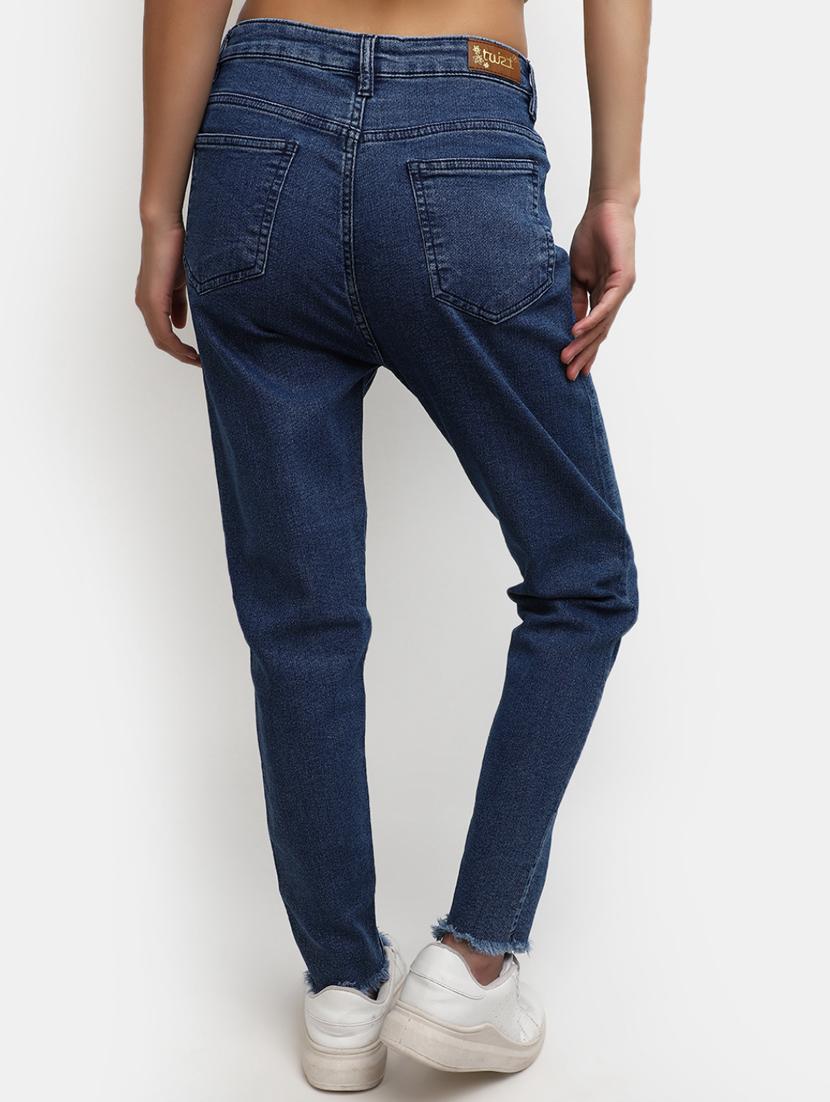 women dark blue denim jean - 20419936 - Standard Image - 2