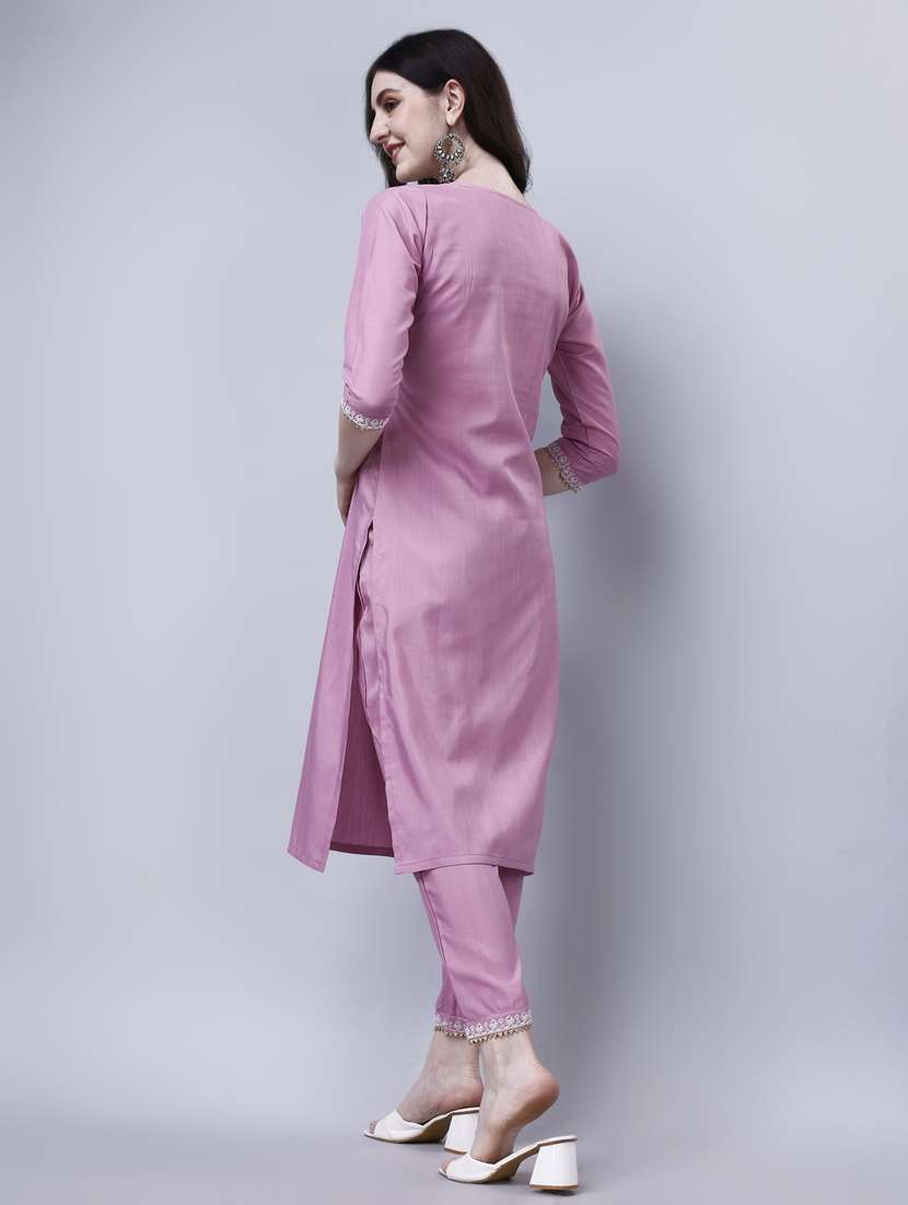 zari embroidered kurta pant set - 20420845 -  Standard Image - 2
