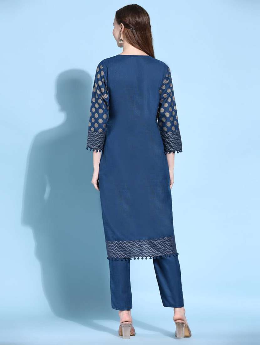foil print kurta pant set - 20420849 - Standard Image - 2