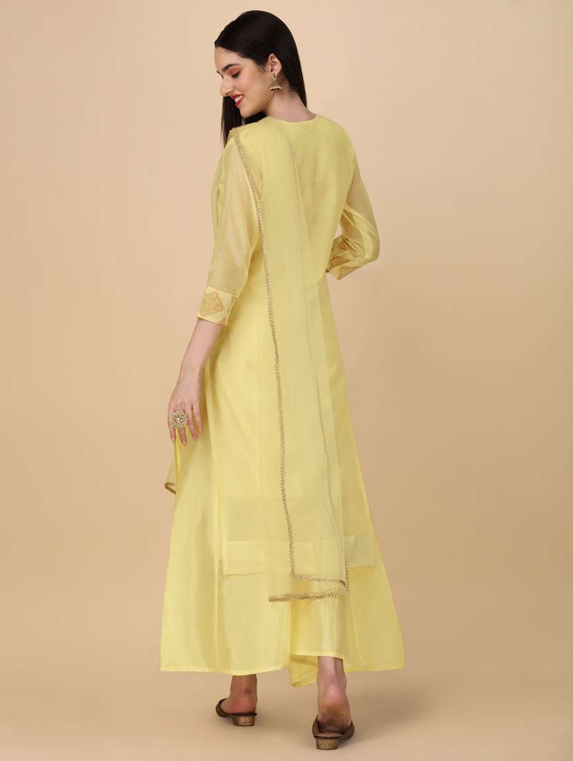 women yellow kurta palazzo set with dupatta - 20420863 -  Standard Image - 2