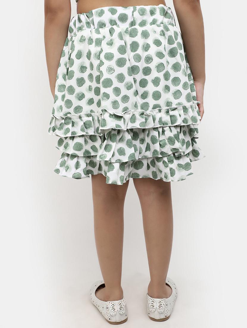 white polka dots cotton flared skirt - 20420913 - Standard Image - 2