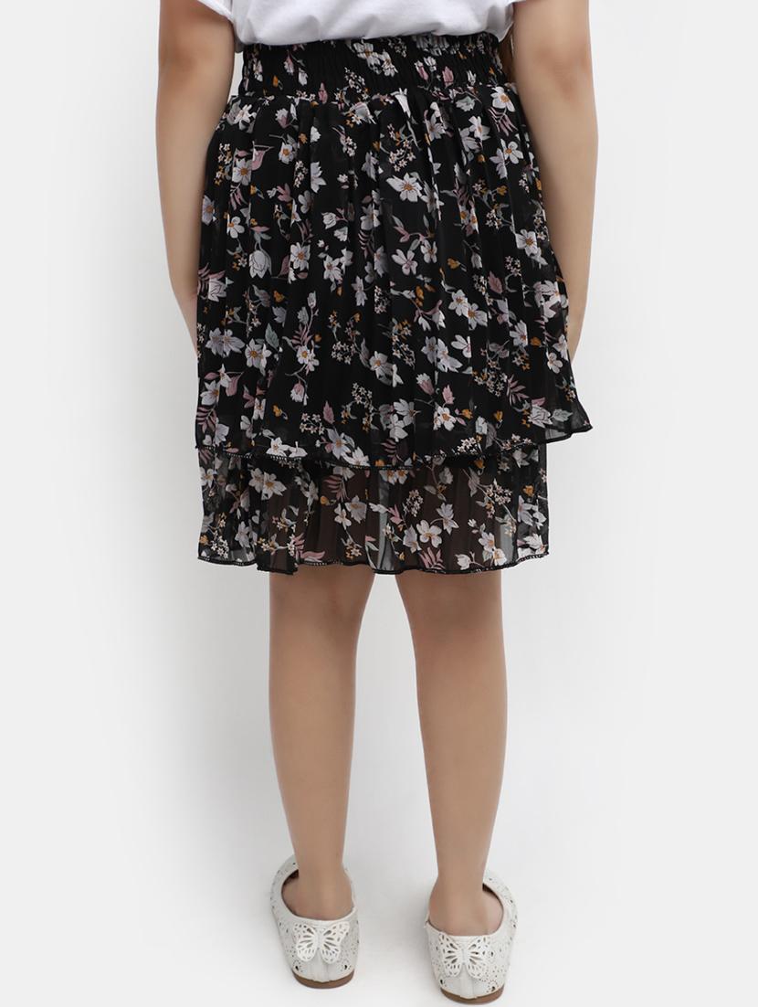 black floral print flared skirt - 20421014 - Standard Image - 2