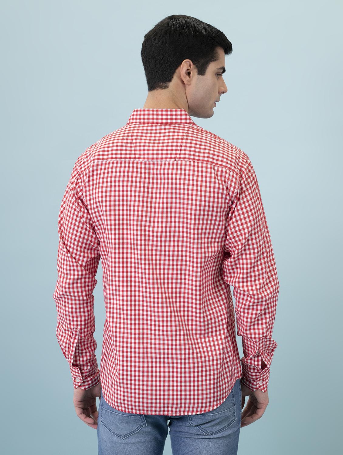 men red regular fit checkered casual shirt - 20421204 - Standard Image - 2