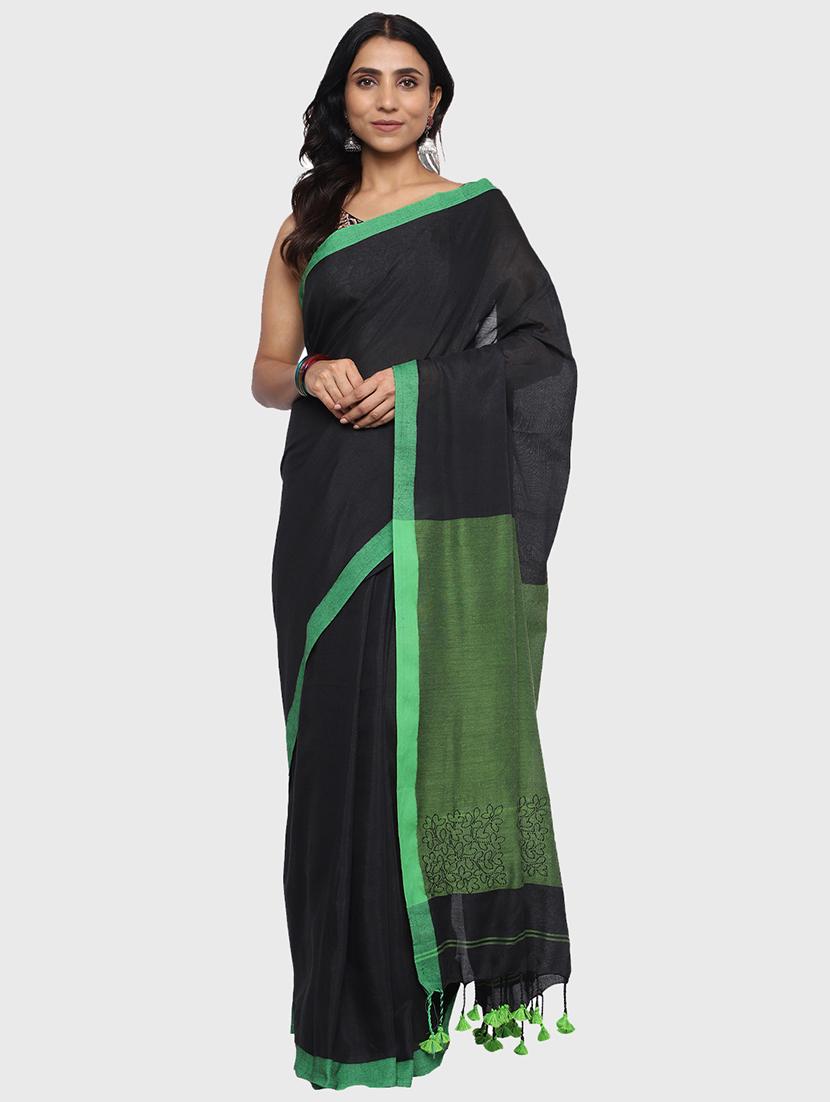 women's self design black colored saree with blouse - 20421376 - Zoom Image - 0