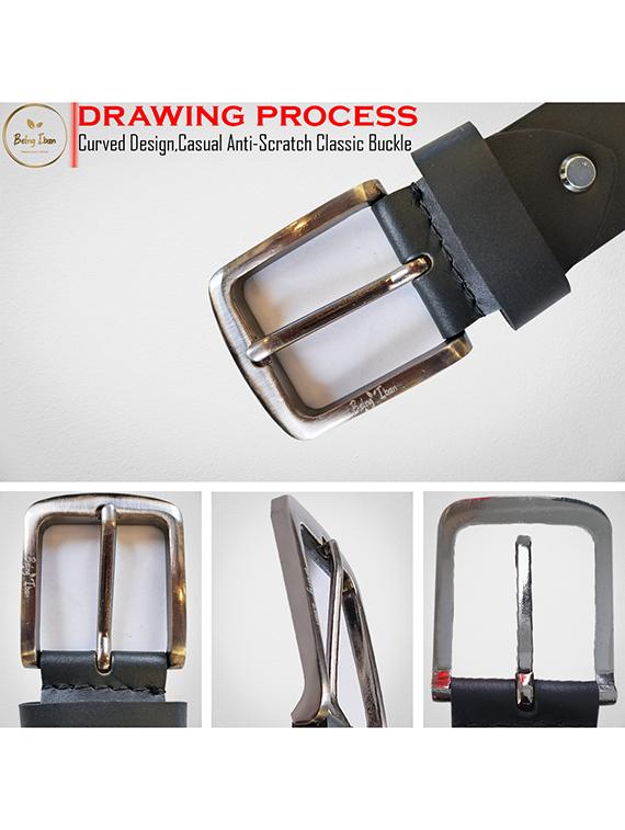 men solid black leather belt - 20422071 - Standard Image - 2