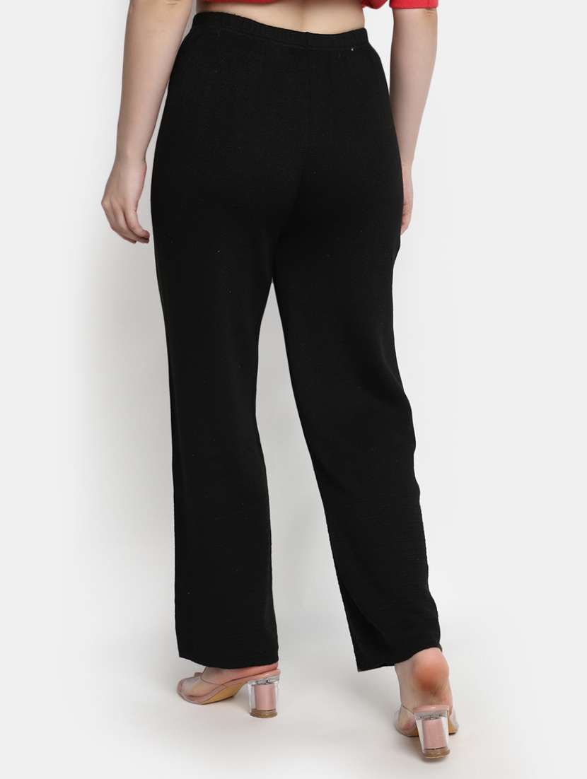 women solid flat front chinos trouser - 20422561 - Standard Image - 2