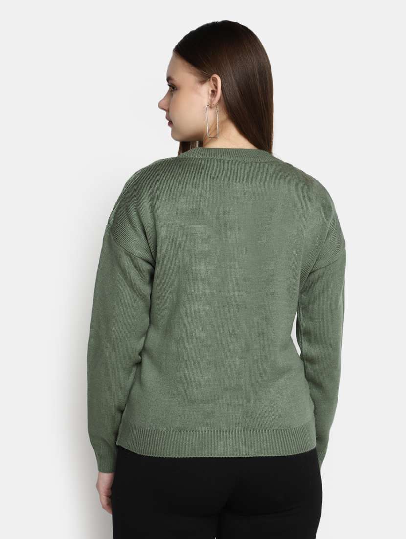 women's olive acrylic cardigan - 20422609 -  Standard Image - 2