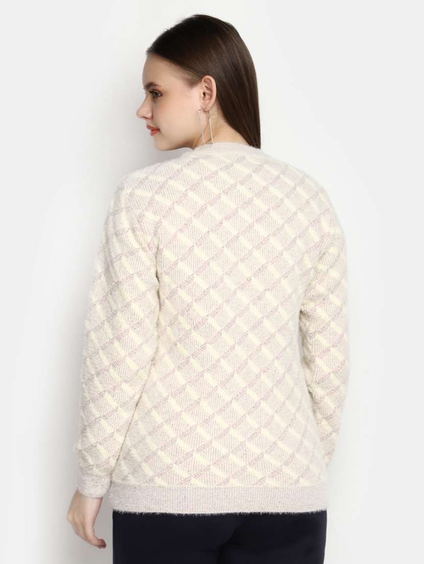 women checkered long sleeve pullover - 20422620 - Standard Image - 2