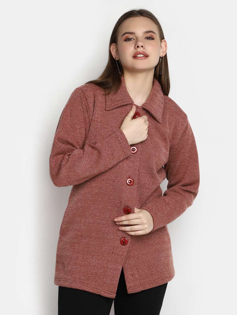women's maroon cotton cardigan