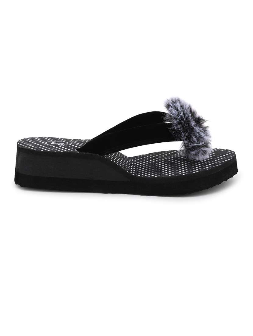 women polka dots black embellished flip flops - 20423867 -  Standard Image - 2
