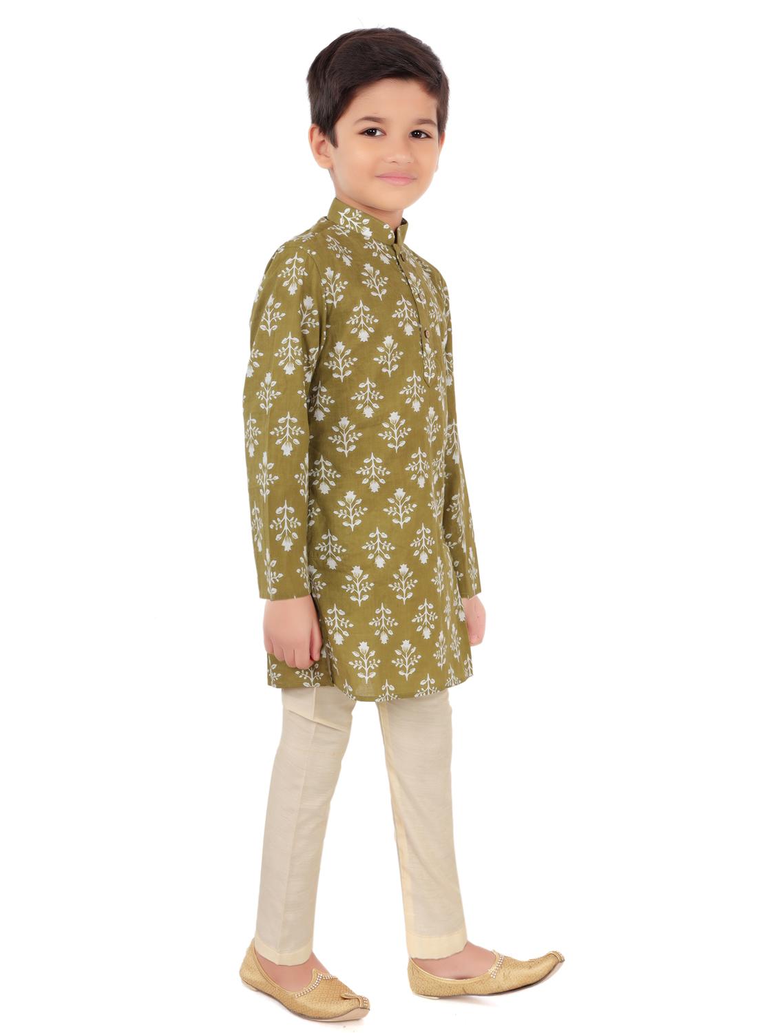 boys mandarin collar long sleeve kurta - 20424105 - Standard Image - 2