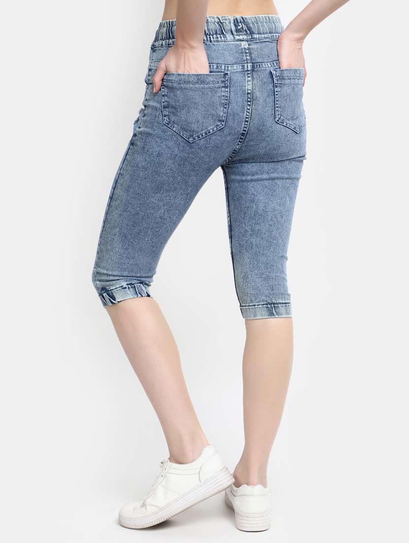 blue distressed denim capri - 20424237 -  Standard Image - 2
