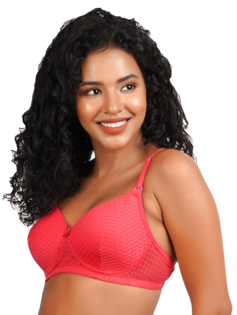 coral lace detailed full coverage regular bra - 20424369 - Standard Image - 2