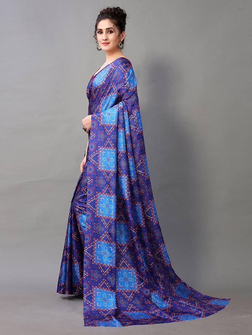women's bandhani royal blue colored saree - 20424581 - Standard Image - 2