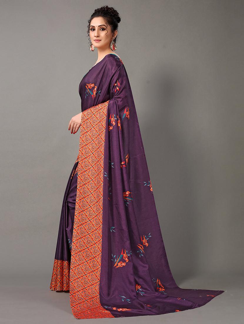 women's printed purple colored saree - 20424594 - Standard Image - 2