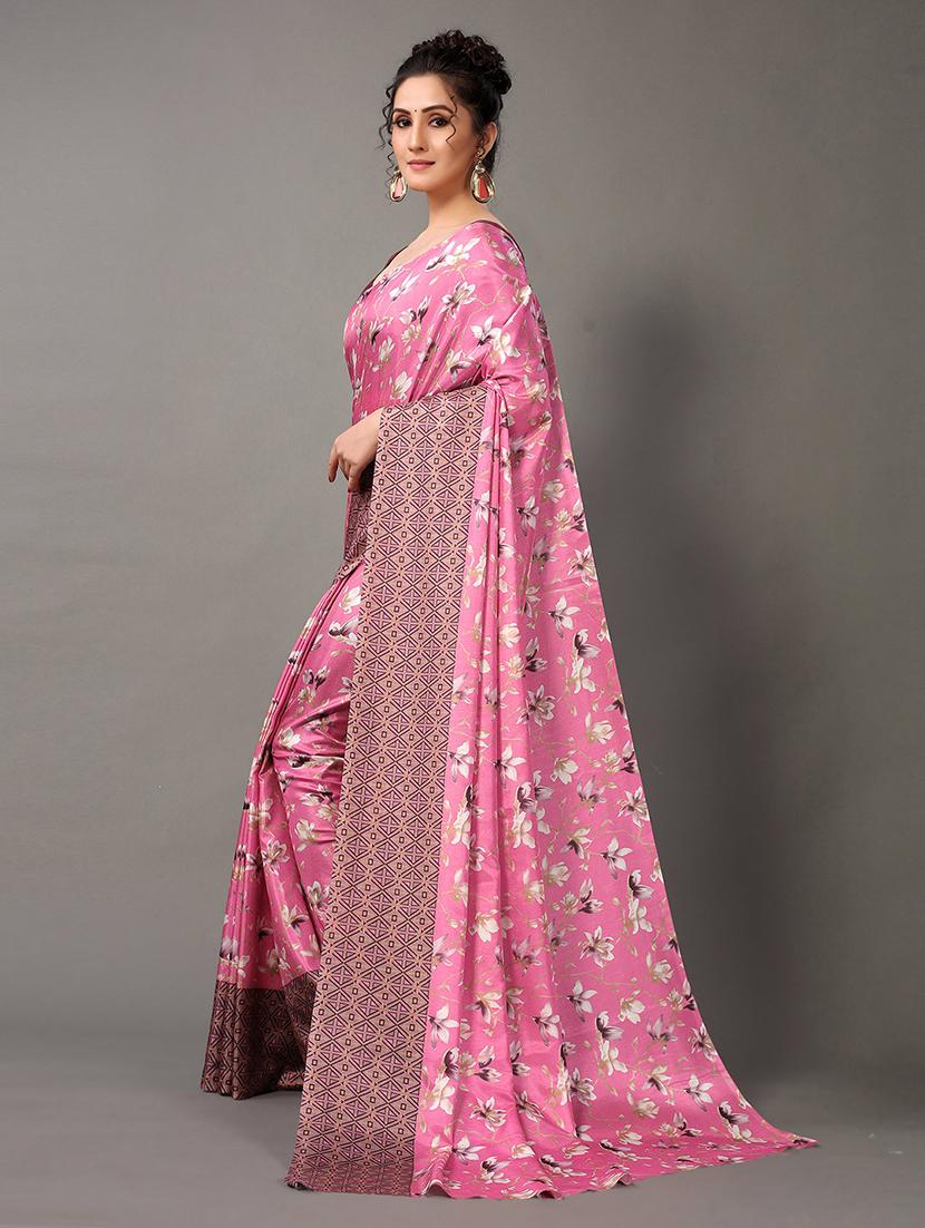 women's floral pink colored saree with blouse - 20424632 - Standard Image - 2