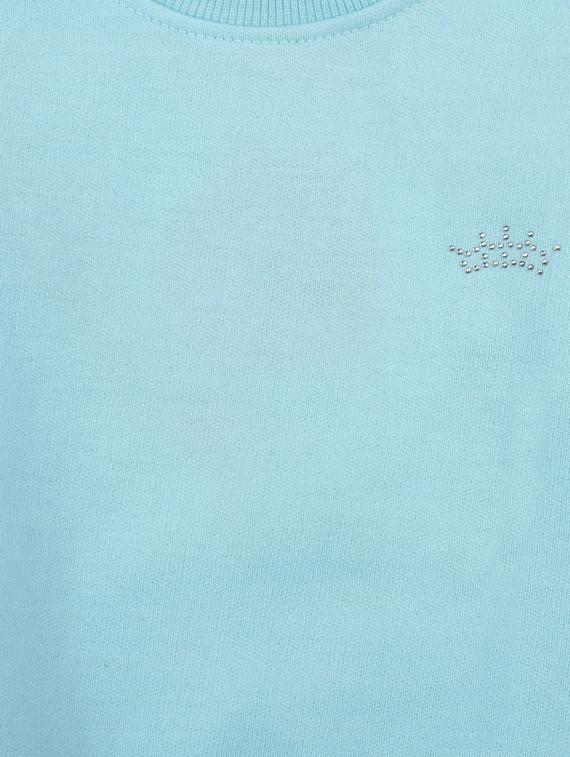 light blue solid round neck sweatshirt - 20424880 - Standard Image - 2