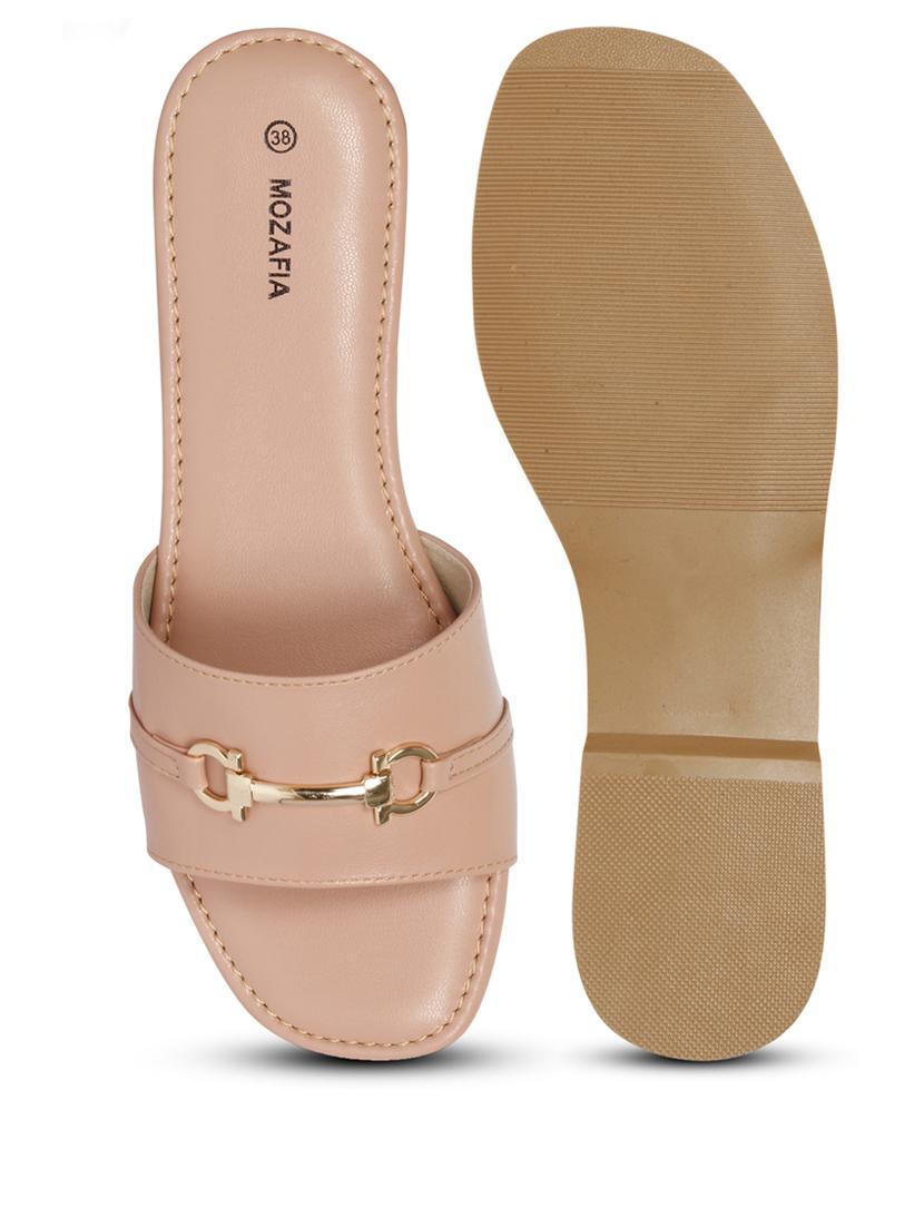 women solid pink embellished slip on casual sandal - 20425012 - Standard Image - 2
