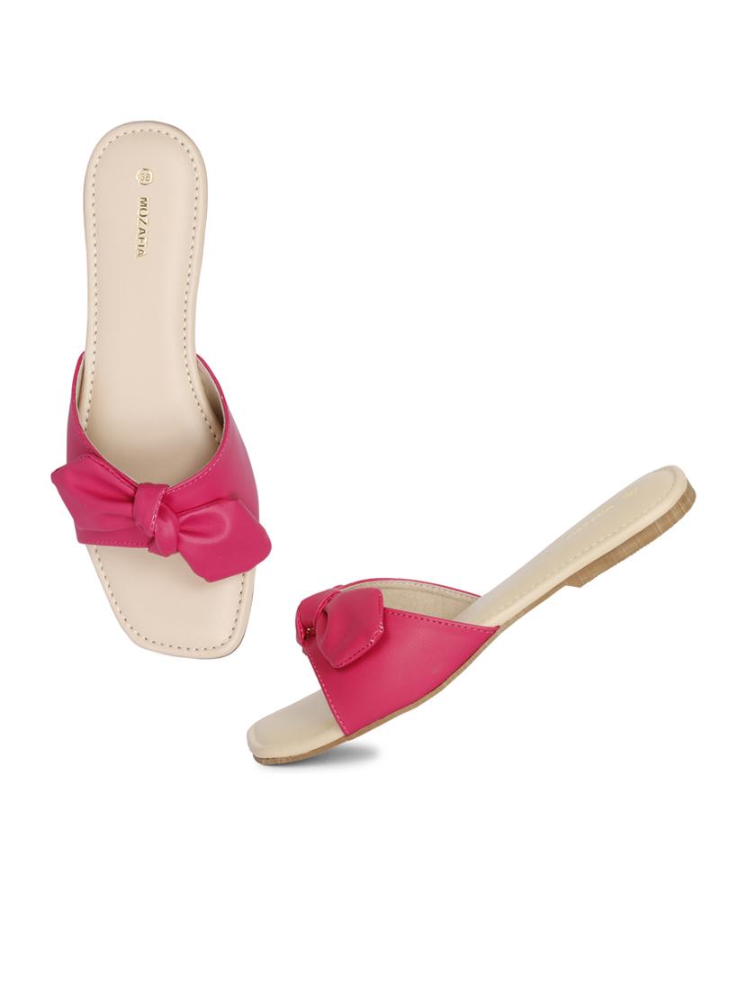 women solid pink slip on flat sandal - 20425021 - Standard Image - 2