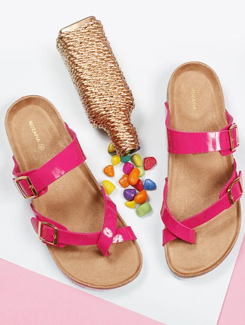 women solid pink slip on flat sandal - 20425029 - Standard Image - 0