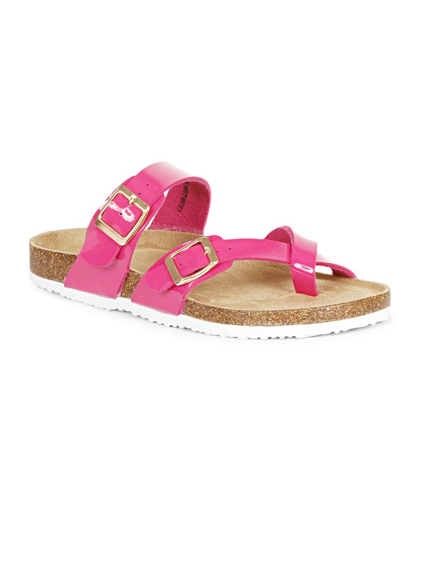 women solid pink slip on flat sandal - 20425029 - Standard Image - 2