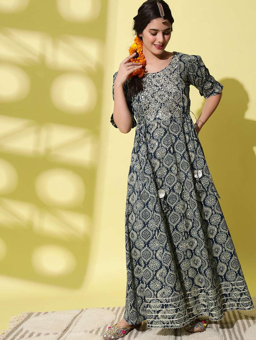 blue cotton aline kurta