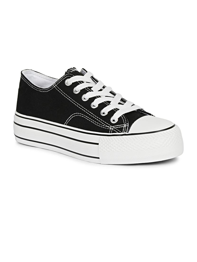 men solid black lace up sneaker - 20425102 - Standard Image - 2