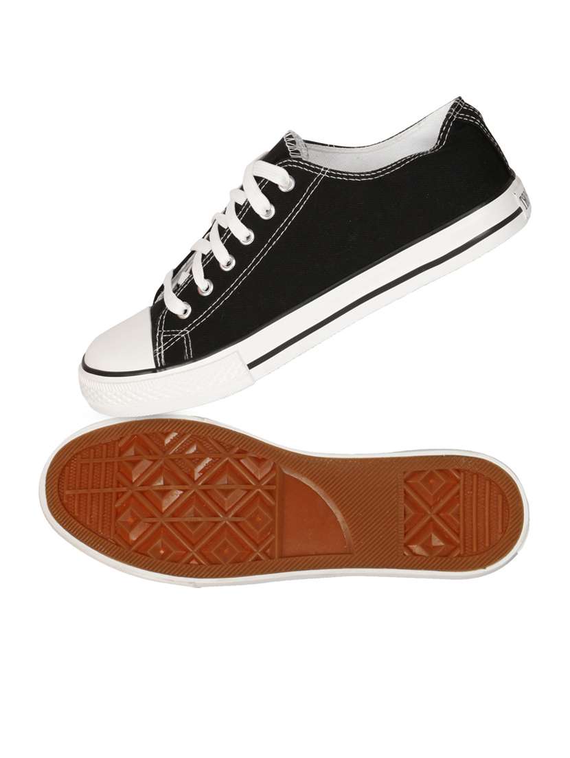 men solid black lace up sneaker - 20425113 -  Standard Image - 2