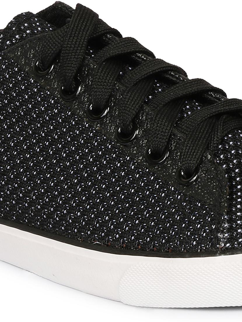 men self designed black lace up sneaker - 20425214 - Standard Image - 2