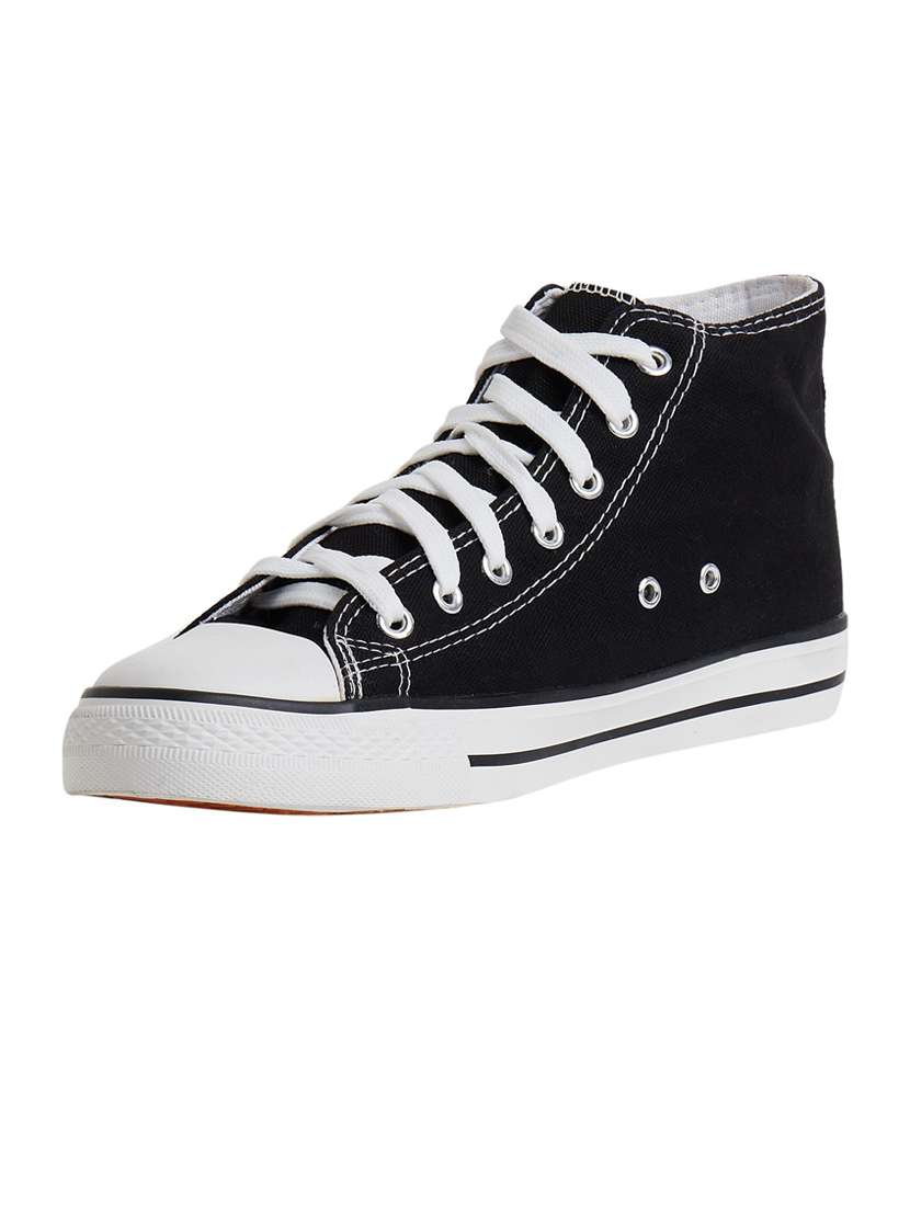 men solid black high ankle lace up sneaker - 20425222 -  Standard Image - 2